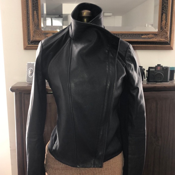 Vince Cross Front LeatherWool Jacket S